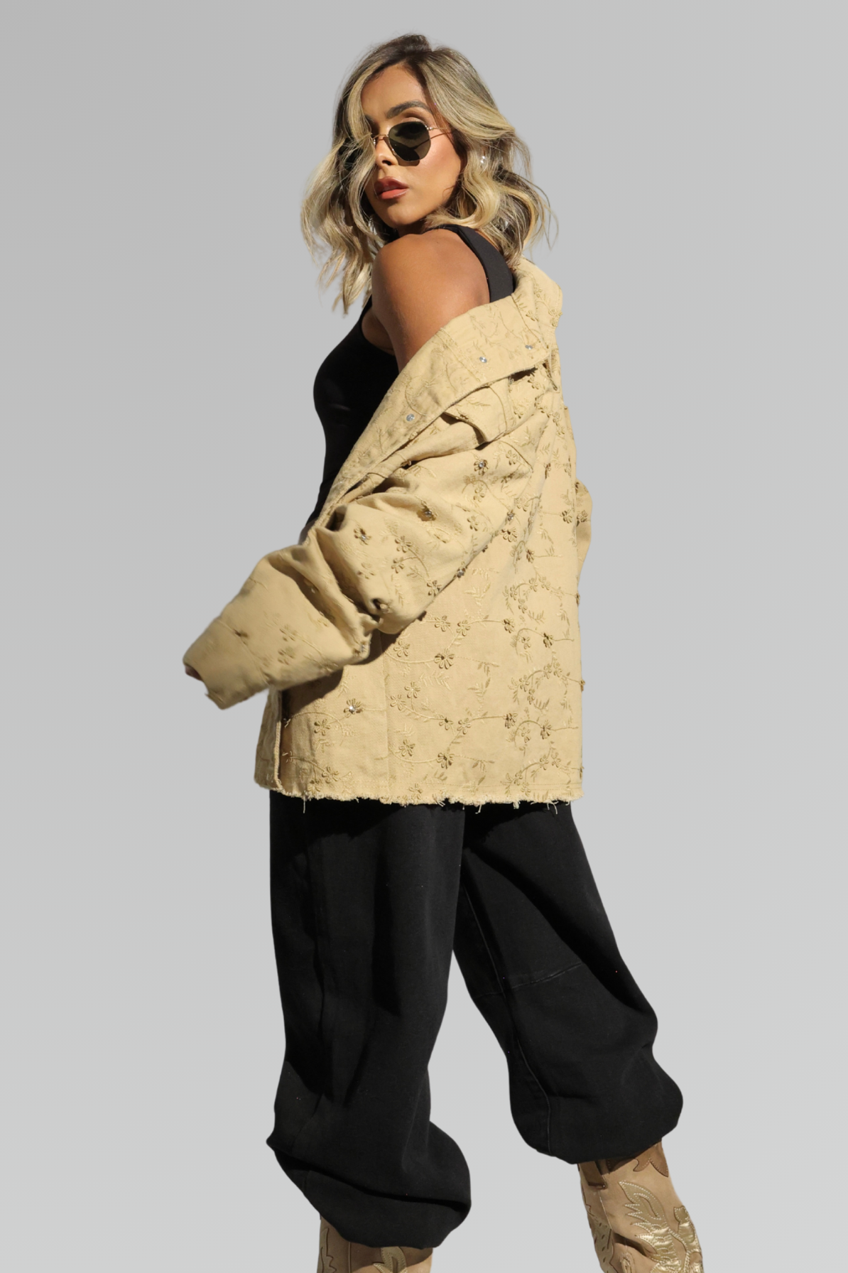 Chaqueta Beige Estilo Western