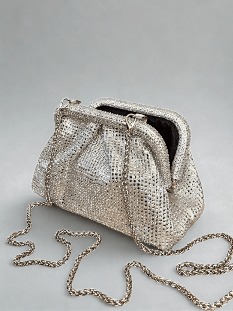 Bolso De Mano Con Piedras Brillantes - Lola Mora