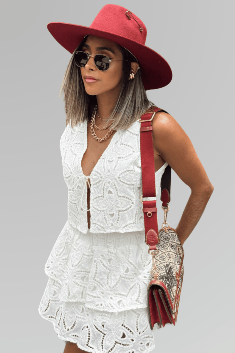 Chaleco Blanco de Encaje Floral - Lola Mora