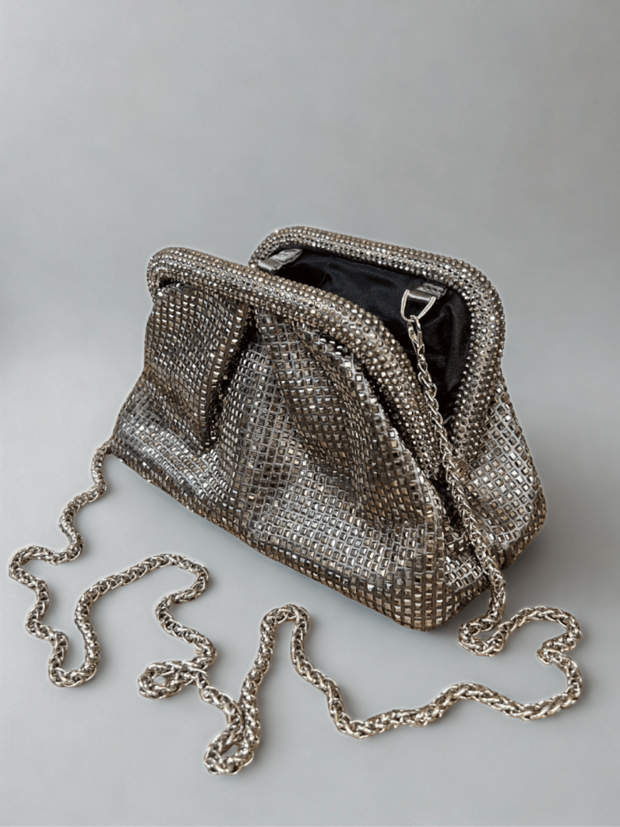 Bolso De Mano Con Piedras Brillantes - Lola Mora