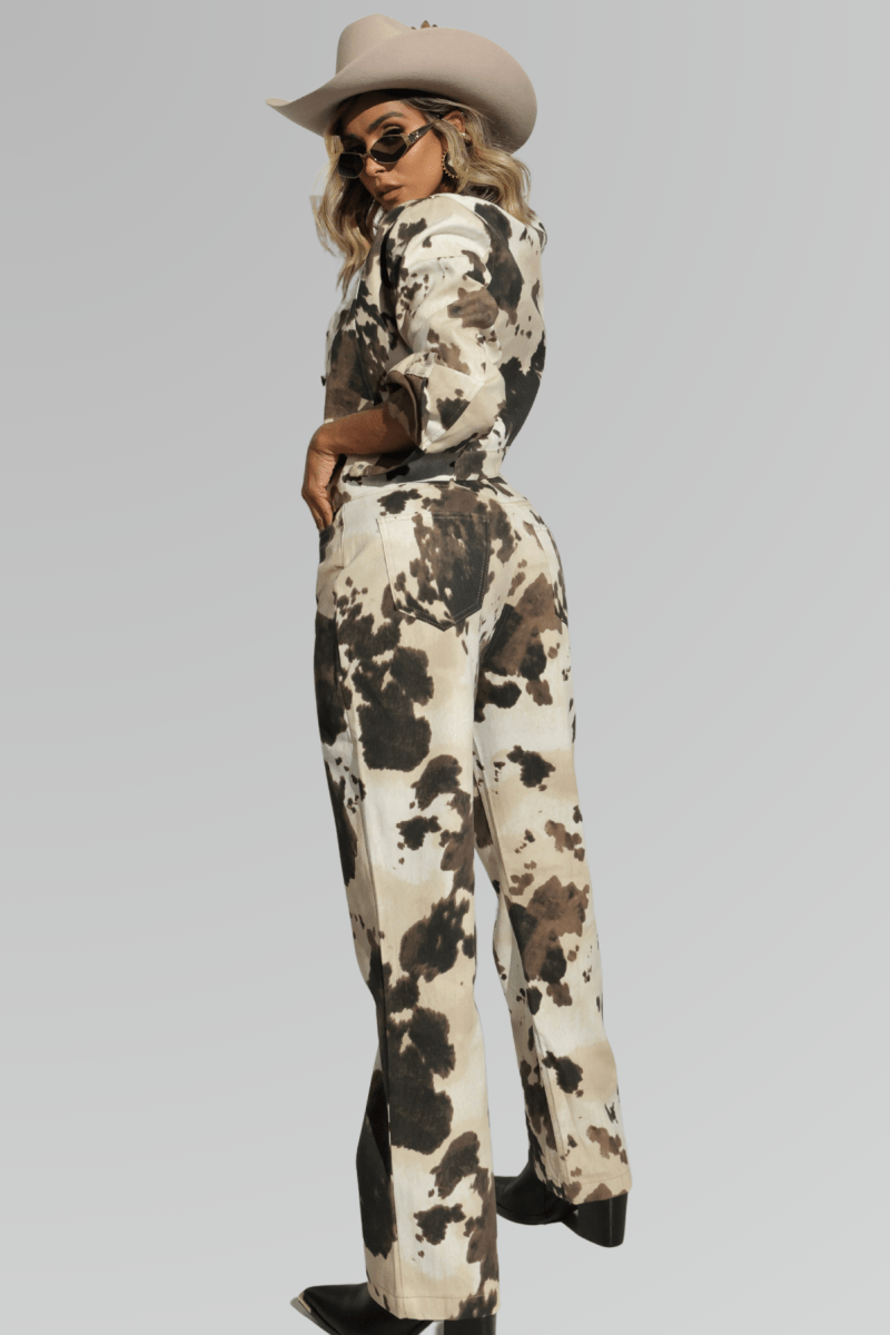 Pantalón Cropped Cow Print - Lola Mora