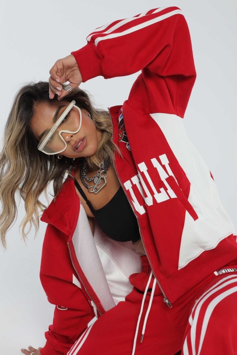 Set Rojo con lineas blancas - Lola Mora