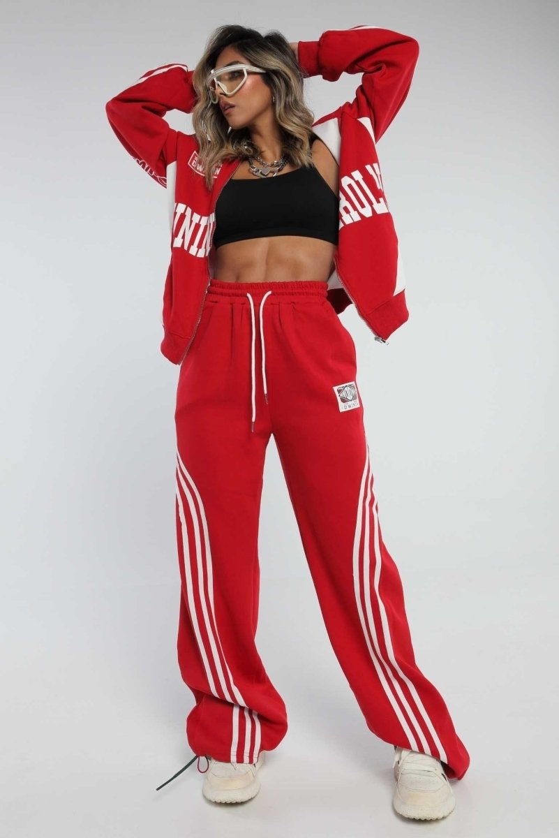 Set Rojo con lineas blancas - Lola Mora